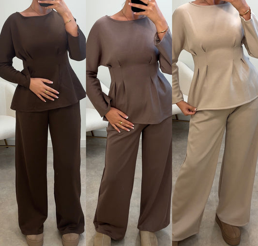 CINCHED waist long sleeved co-ord two piece set