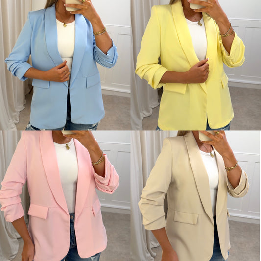 BLOOM Ruched Sleeve Blazer