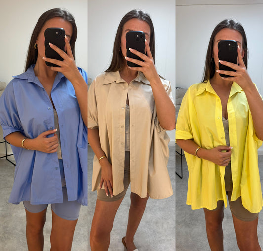 Cotton Oversized Lightweight Puffed Sleeve Shirt