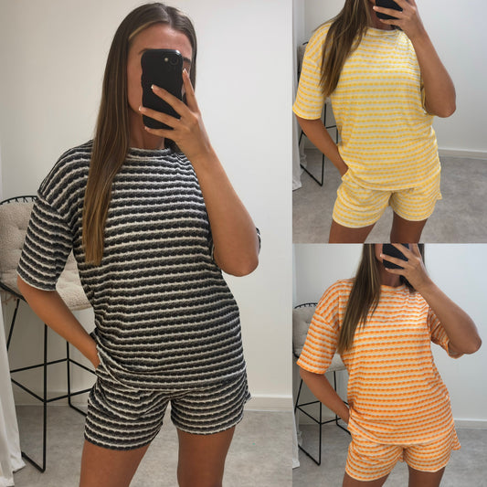 STRIPED shorts & tshirt two piece set